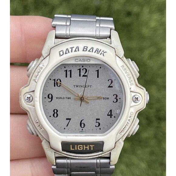 Lot of 2 Vintage Casio Digital Watches - Voice Memo A-V3 Casio ABX-24 Data Bank - Picture 3 of 10